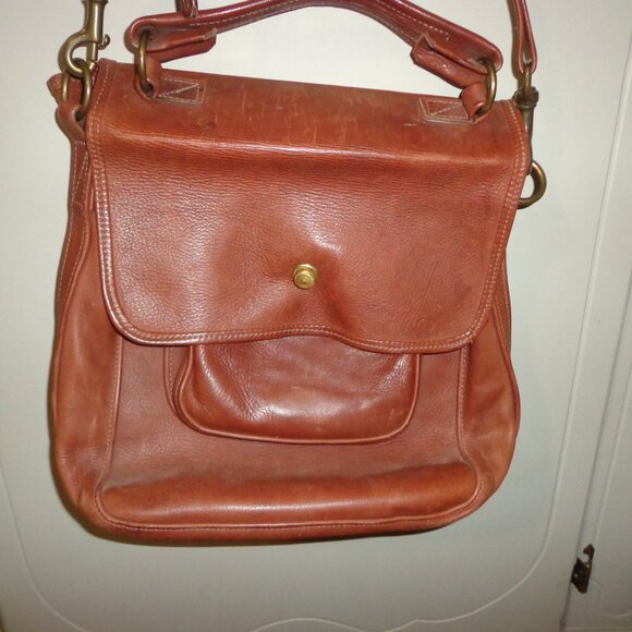 NWOT Leather Handbag Brown Removable Strap Carrying Handle Flap Top Push-Snap - Picture 11 of 14